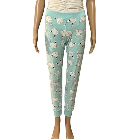 Mint Green Pajama Pants with Bunny Print - Picture 2 of 6